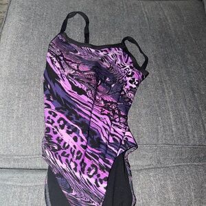 Purple Animal-Print One-Piece Swimsuit
